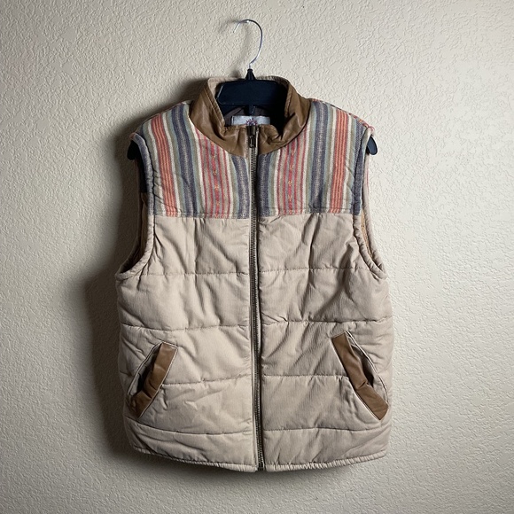 The Territory Ahead Mens Small Tan Quilted Puff Southwestern Print Vest Cotton - Picture 1 of 6